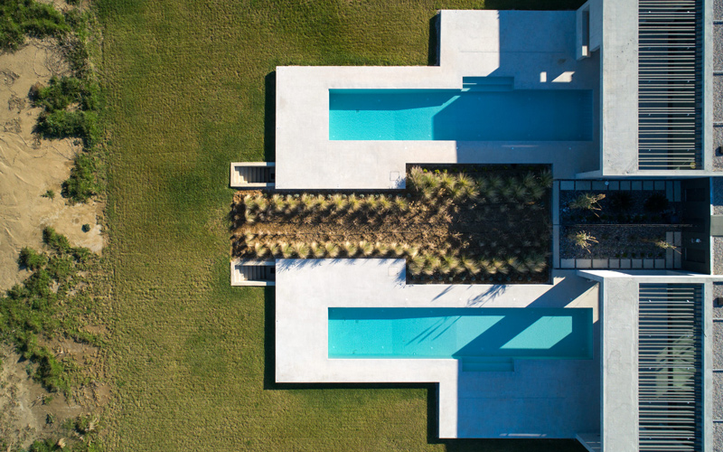 aerial photo of villa and pool area at daytime