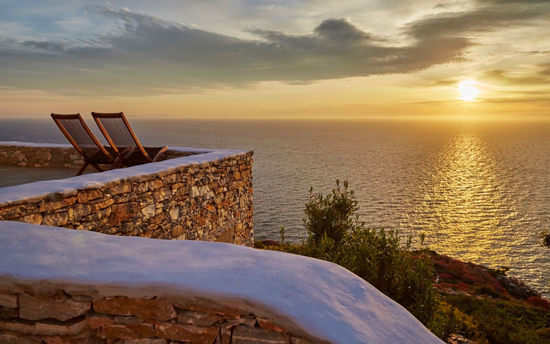 sunbeds overlooking the sea