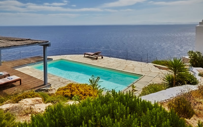 pool area and sunbeds