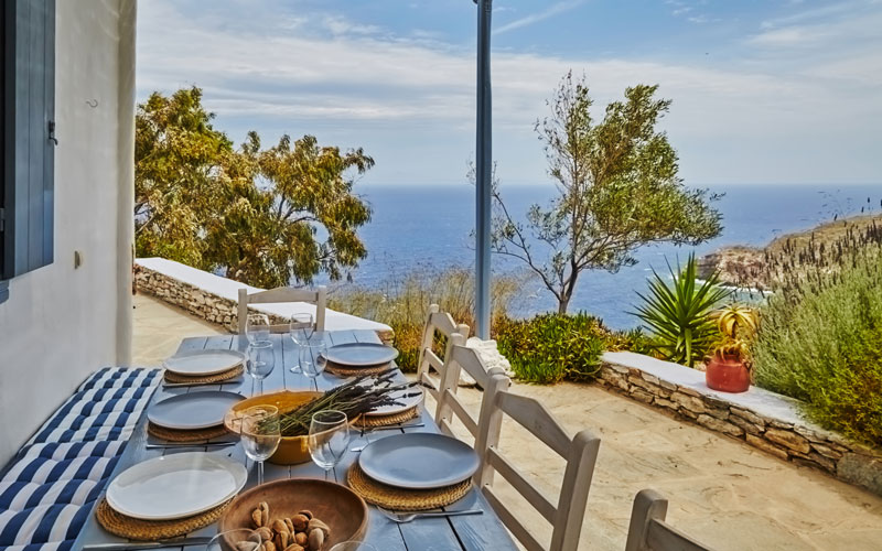 shaded dining area