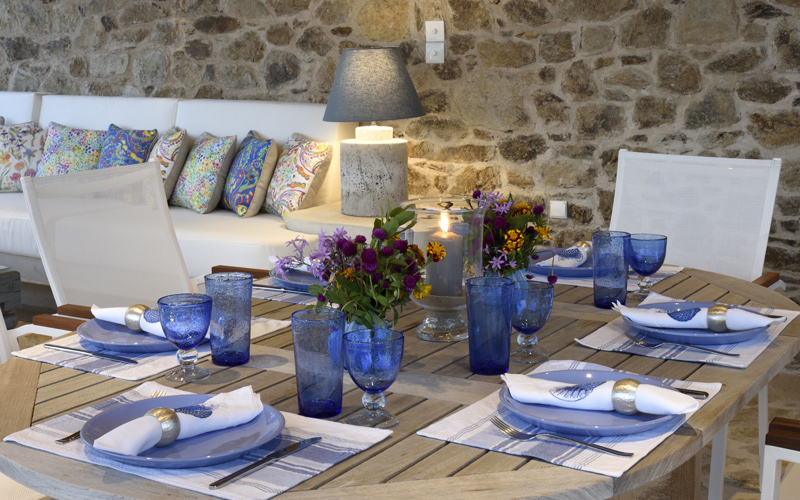 shaded dining area