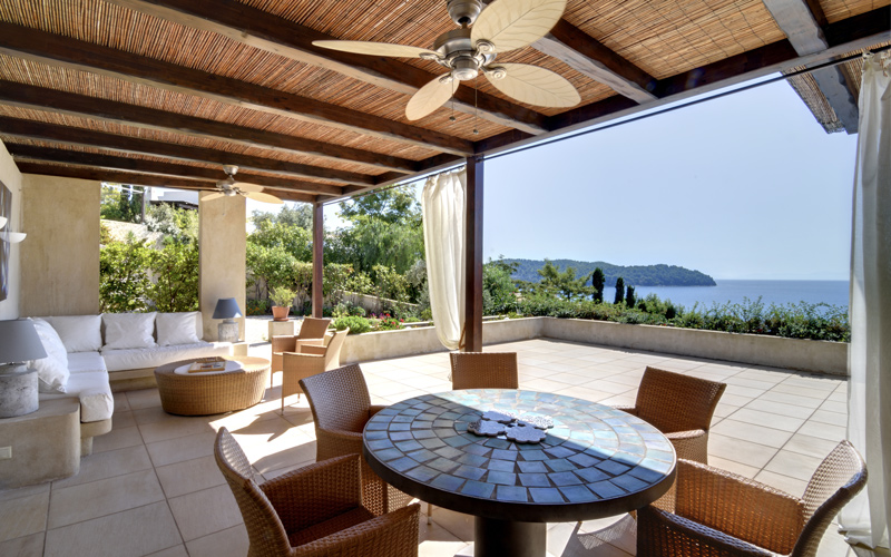 shaded lounging area
