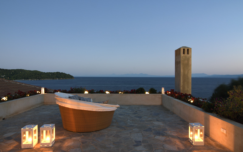 sunbeds overlooking the sea