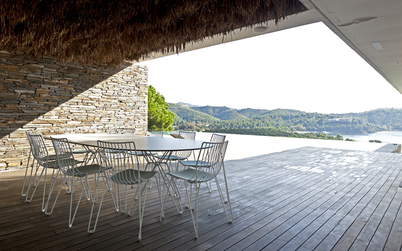 shaded dining area
