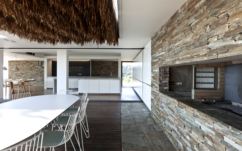 shaded dining area and bbq