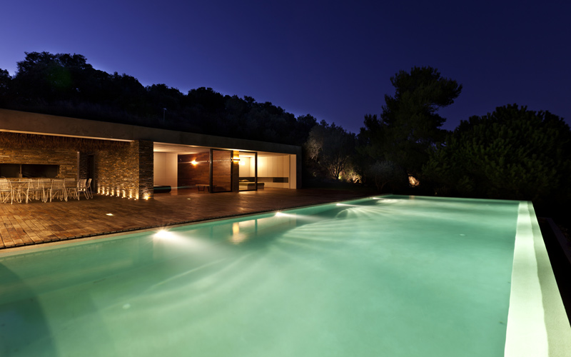 pool area at night