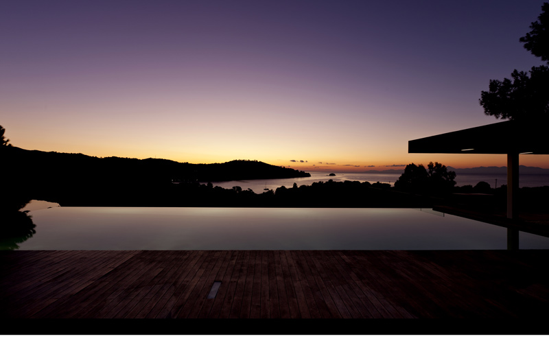 villa's view at sunset