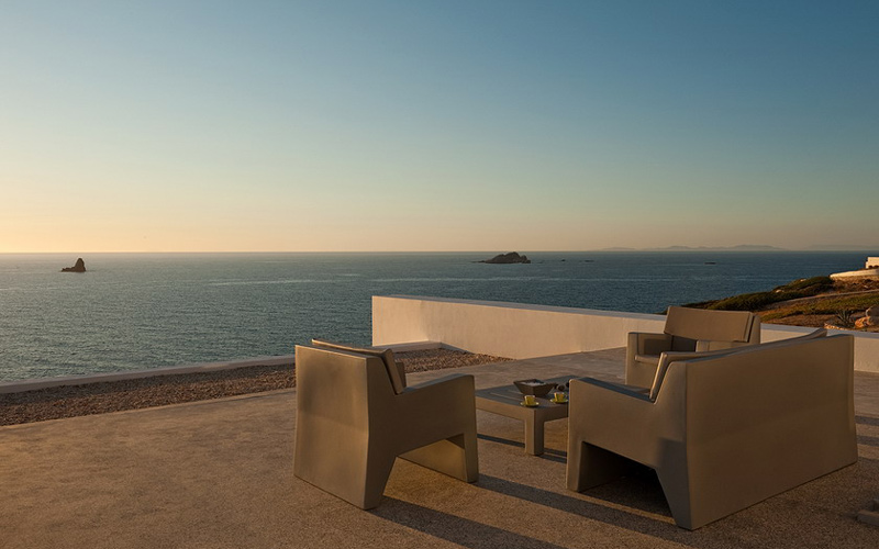 outdoors lounging area at sunset