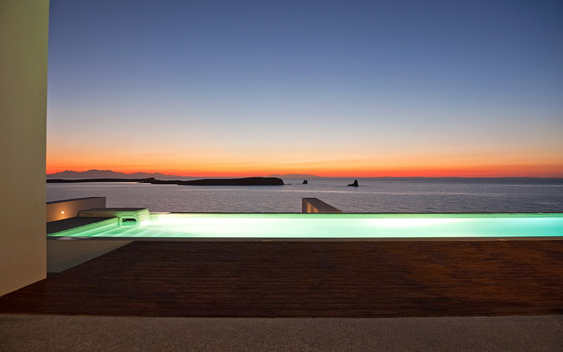 pool area at sunset