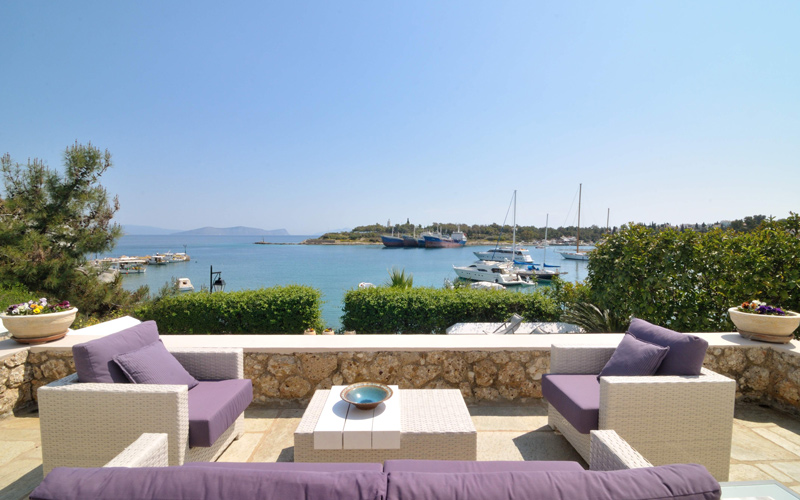 outdoors lounging area with seaview