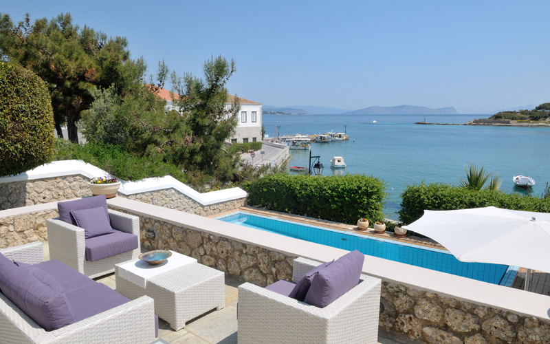 outdoors lounging area overlooking the sea