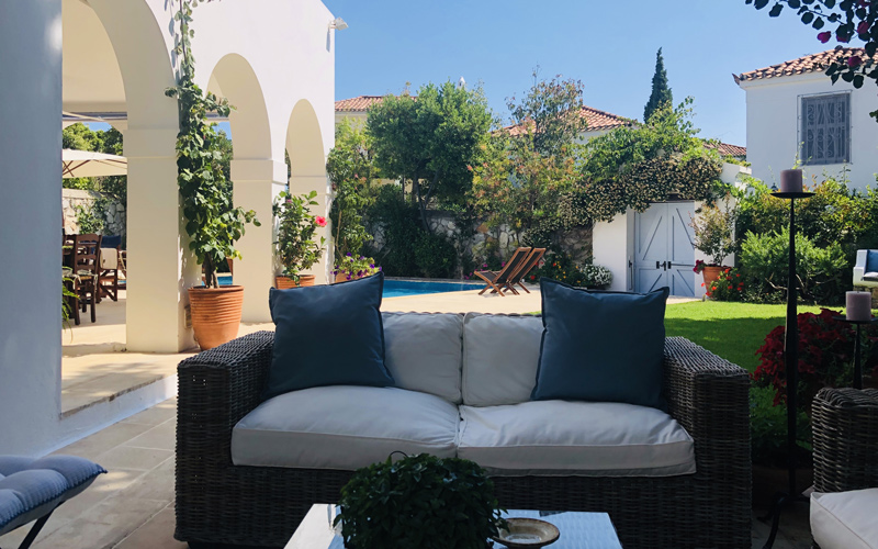 shaded sitting area