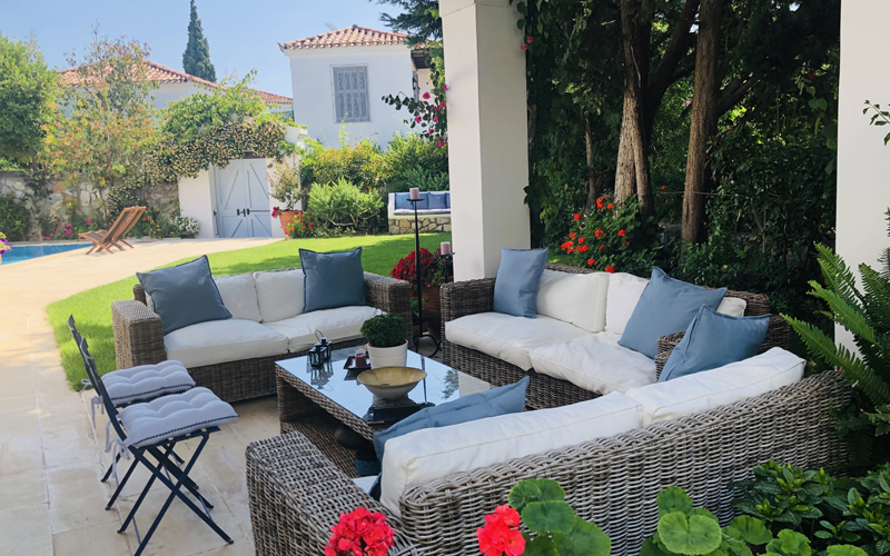 shaded lounging area