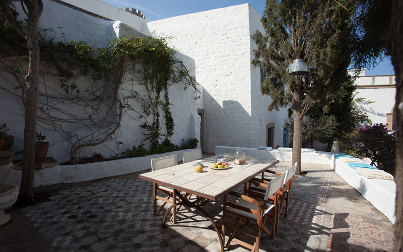 veranda with table