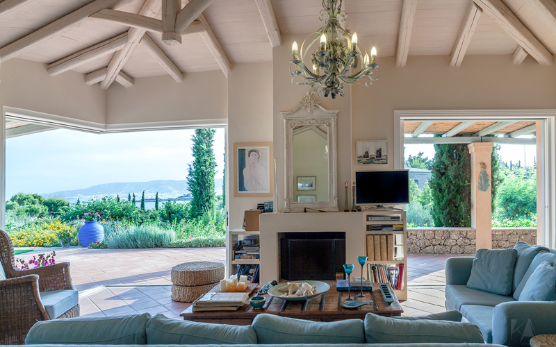 living area with fireplace
