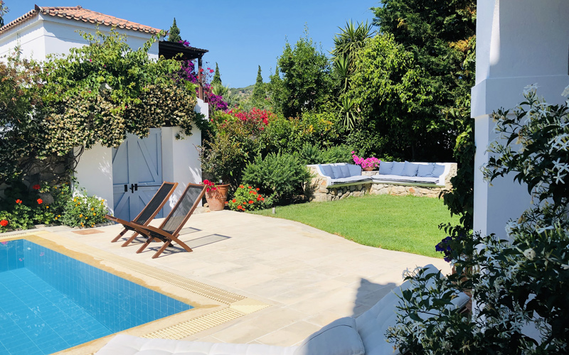 outdoors lounging area by the pool