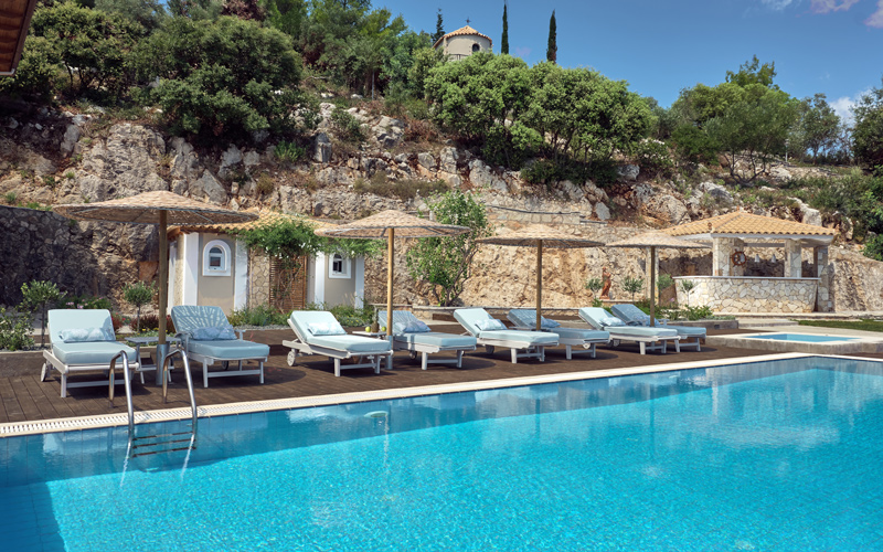 sunbeds by the pool
