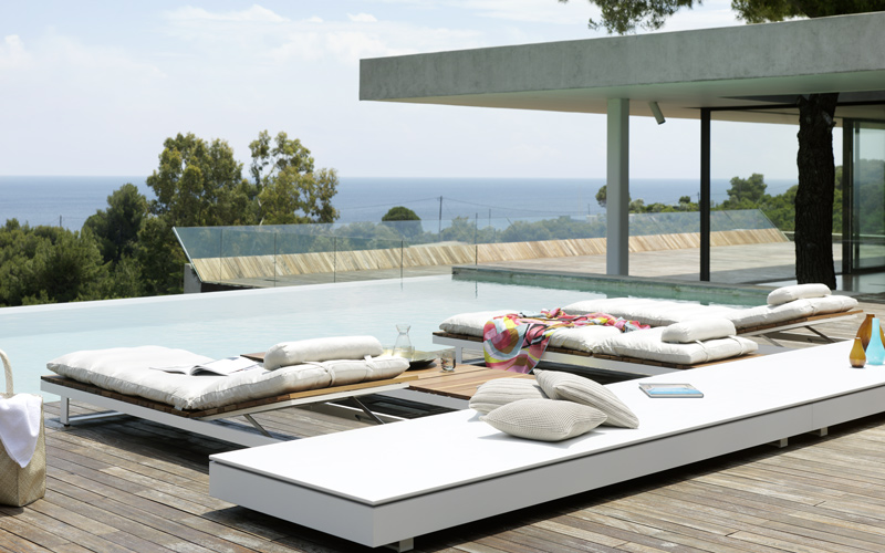 pool area and sunbeds