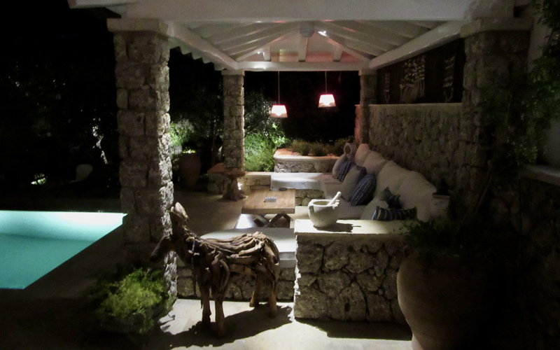 outdoors lounging area at night