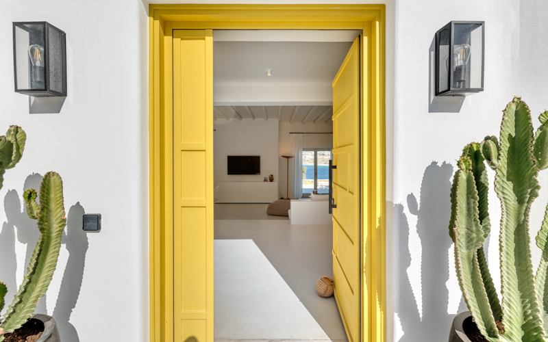 minimal yellow entrance door 