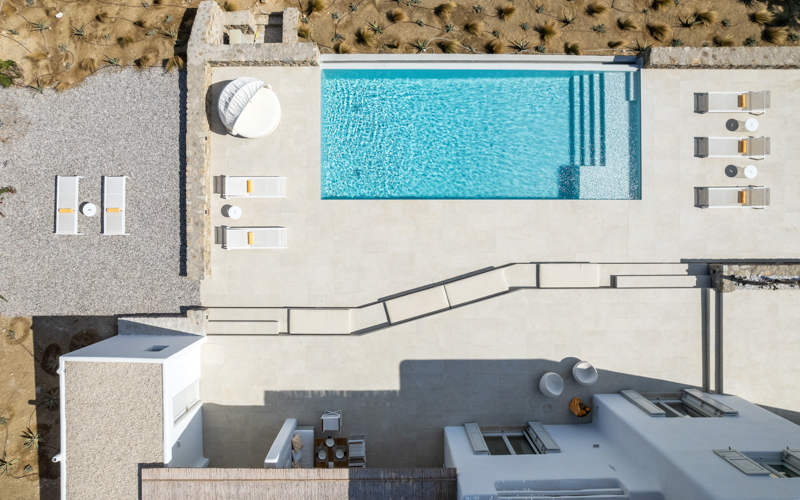 aerial of the pool area