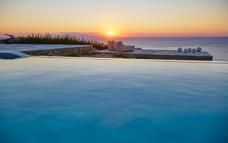pool area at sunset