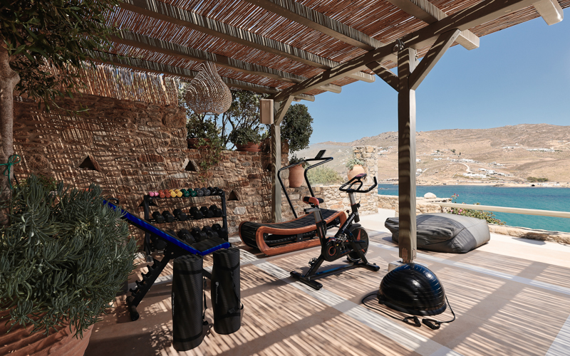outdoor shaded gym area