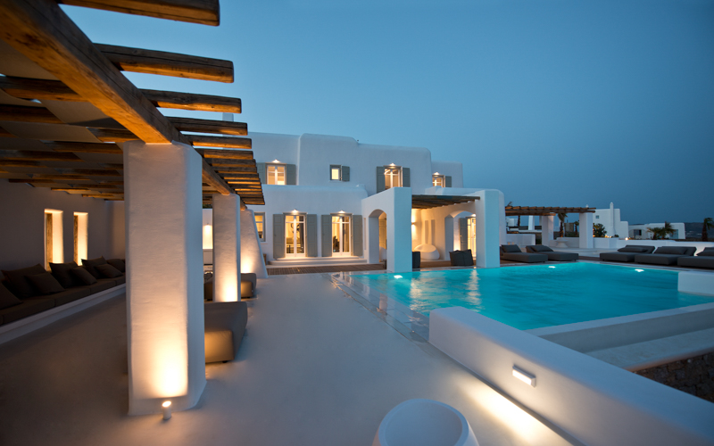 pool area at evening