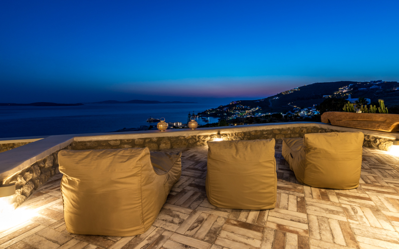 lounge chairs with sea view