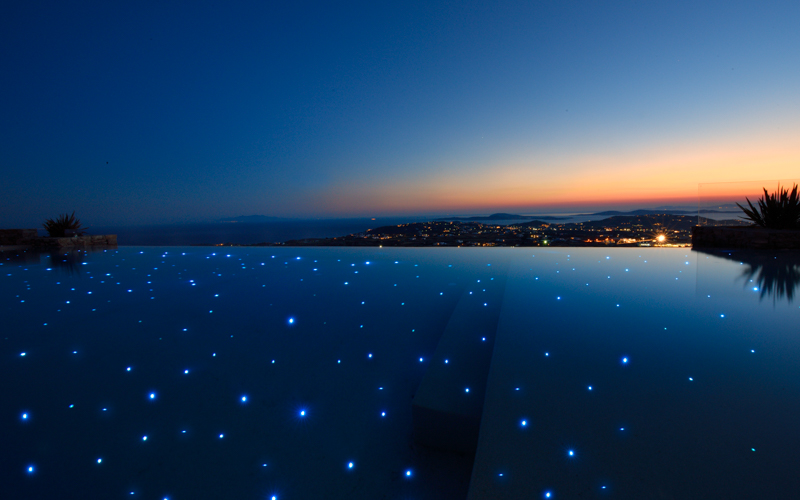 pool area with star lights