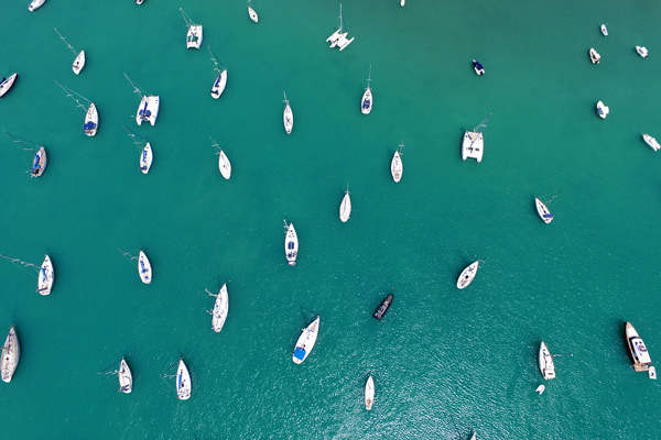 aerial photo of yachts