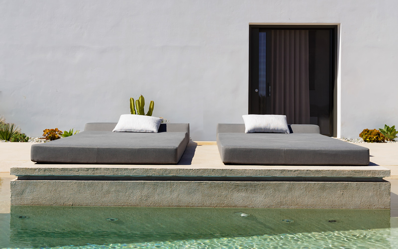 sunbeds by the pool