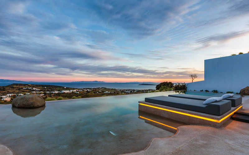 pool by sunset