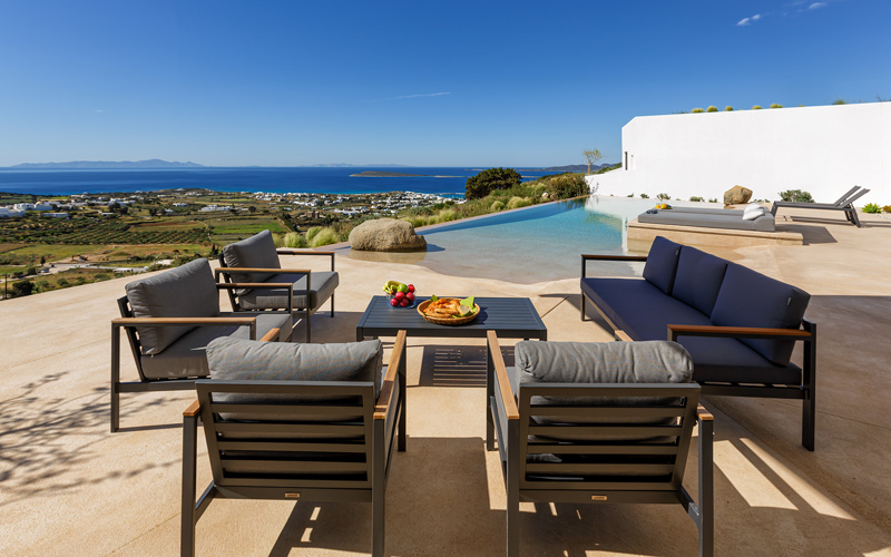 outdoor lounge area by the pool