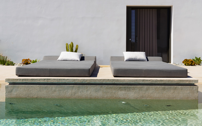 sunbeds by the pool