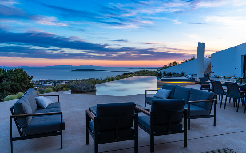 outdoor lounge area by the pool