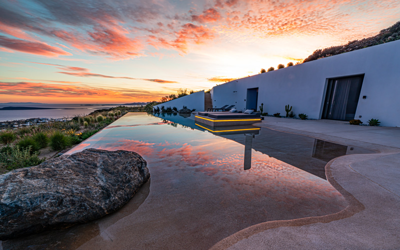 pool at sunset