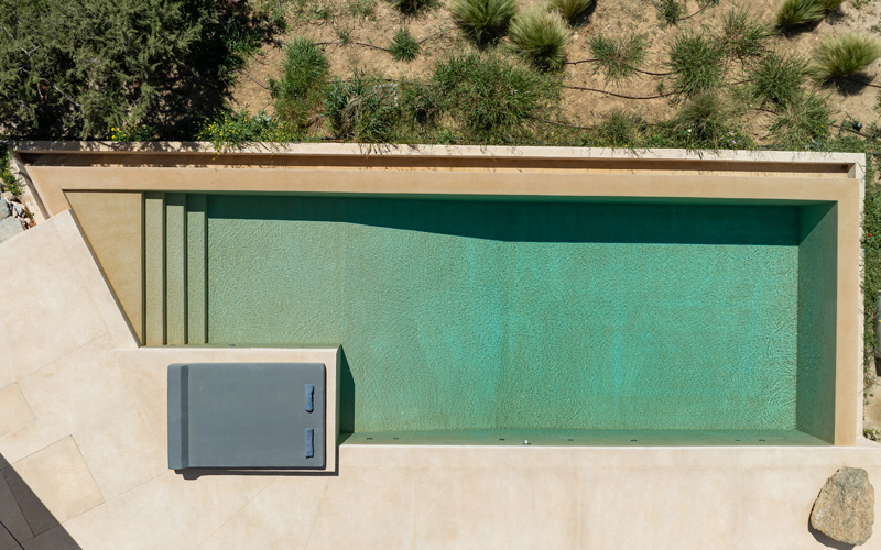 aerial pool area