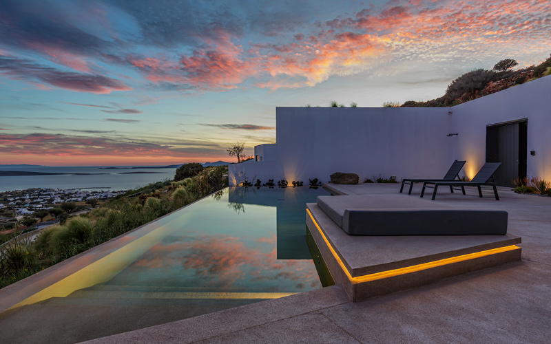 pool area at sunset