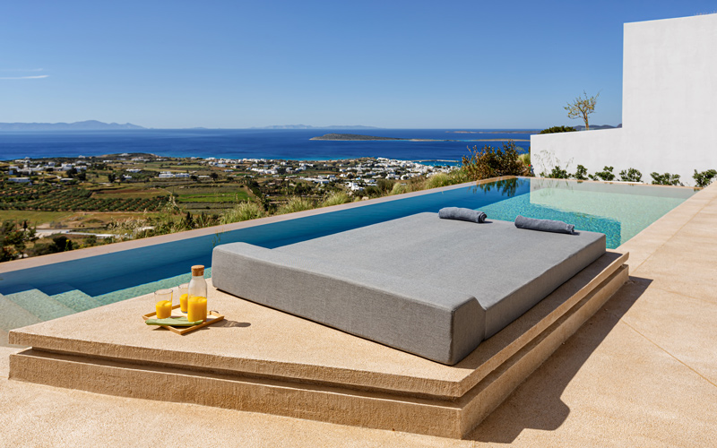 pool area with sunbed