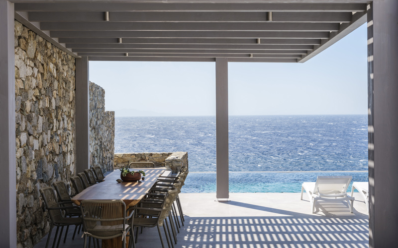 shaded dining area