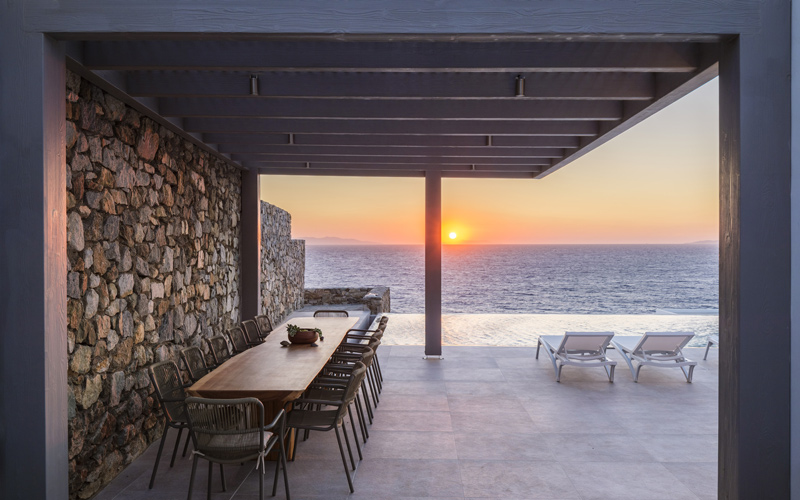 shaded dining table