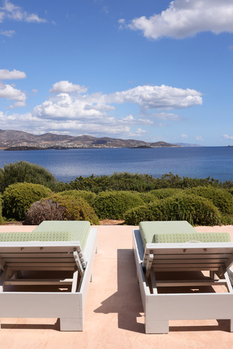 sunbeds with sea view