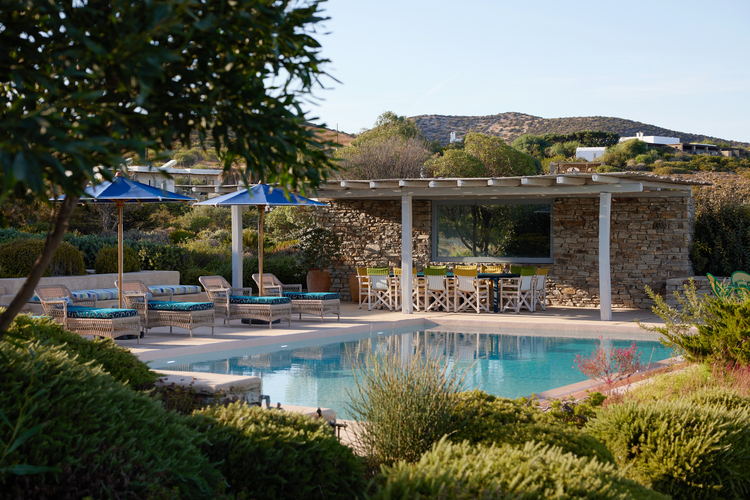 pool area with sunbeds