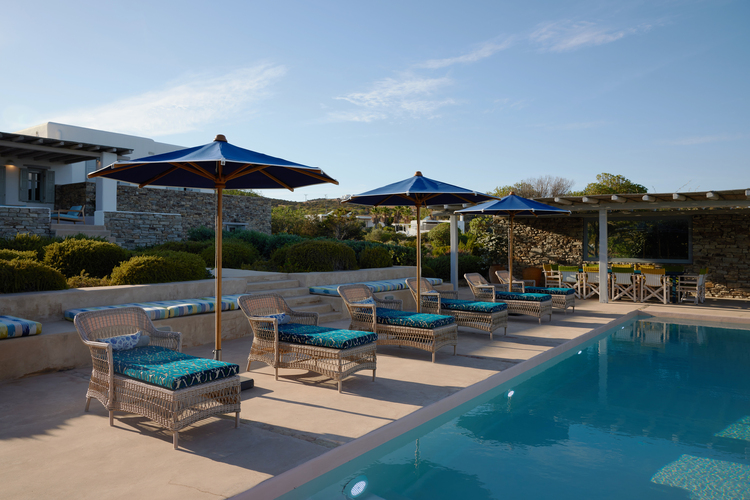 pool area with sunbeds
