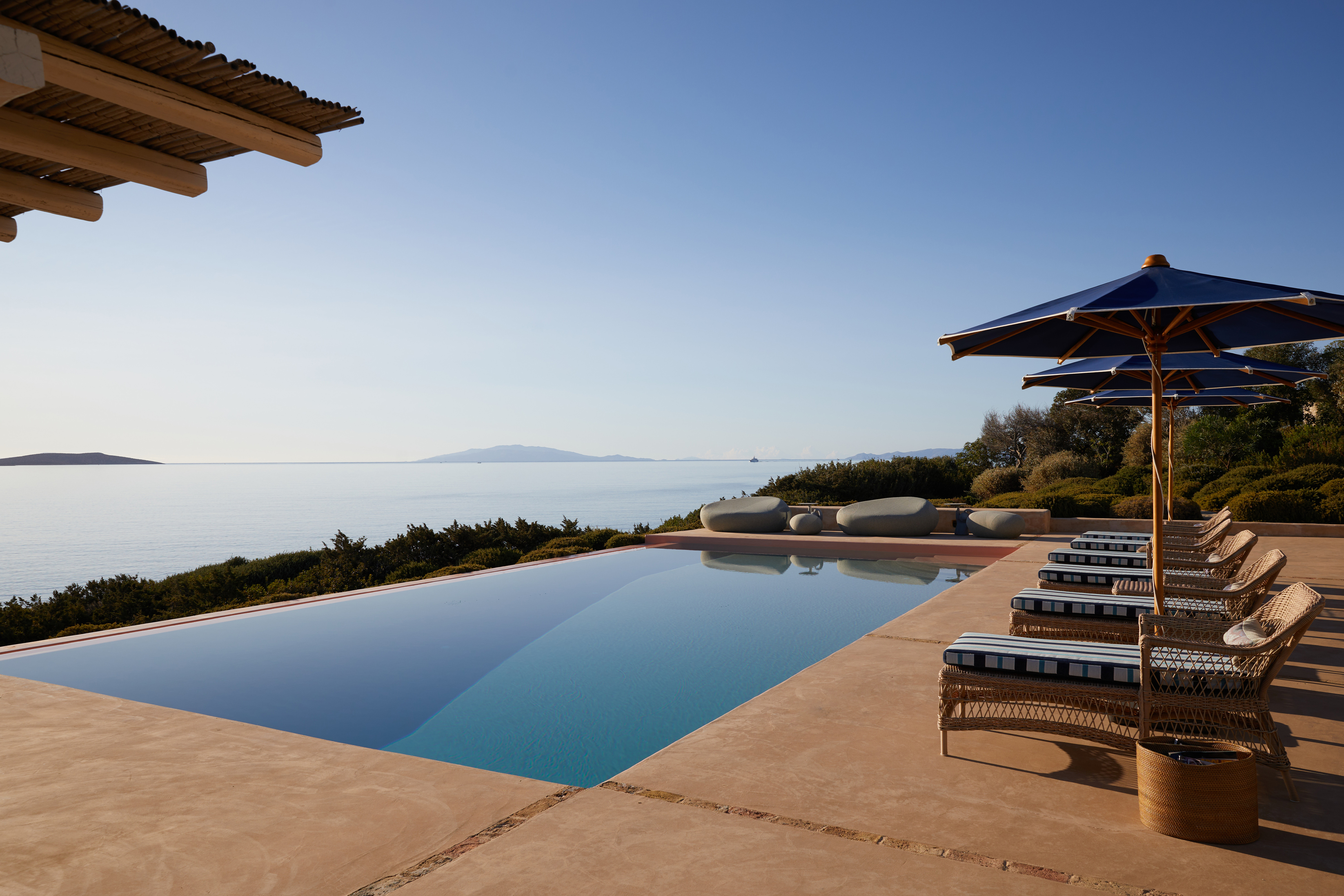 pool area with sunbeds