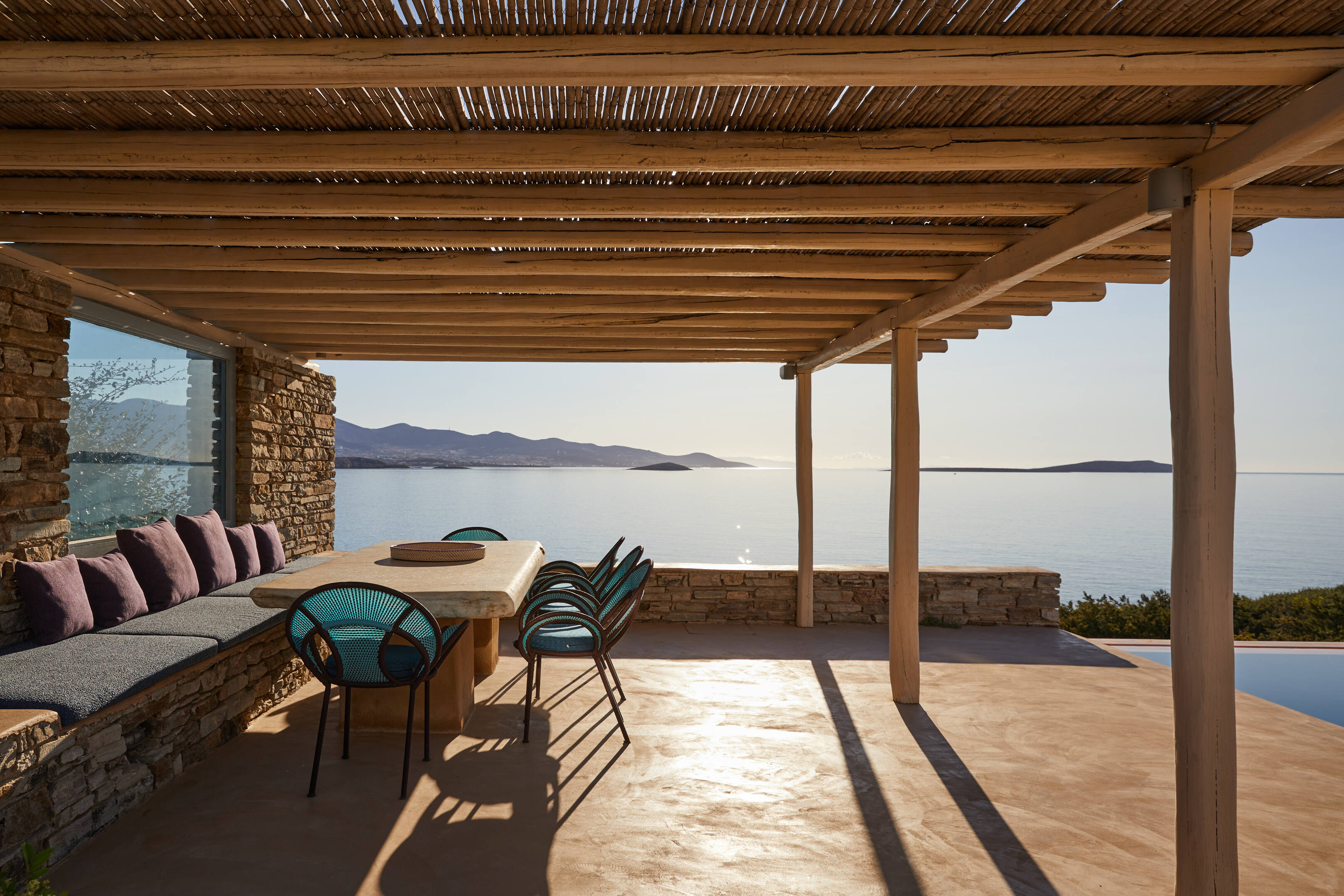 outdoor shaded lounge area 