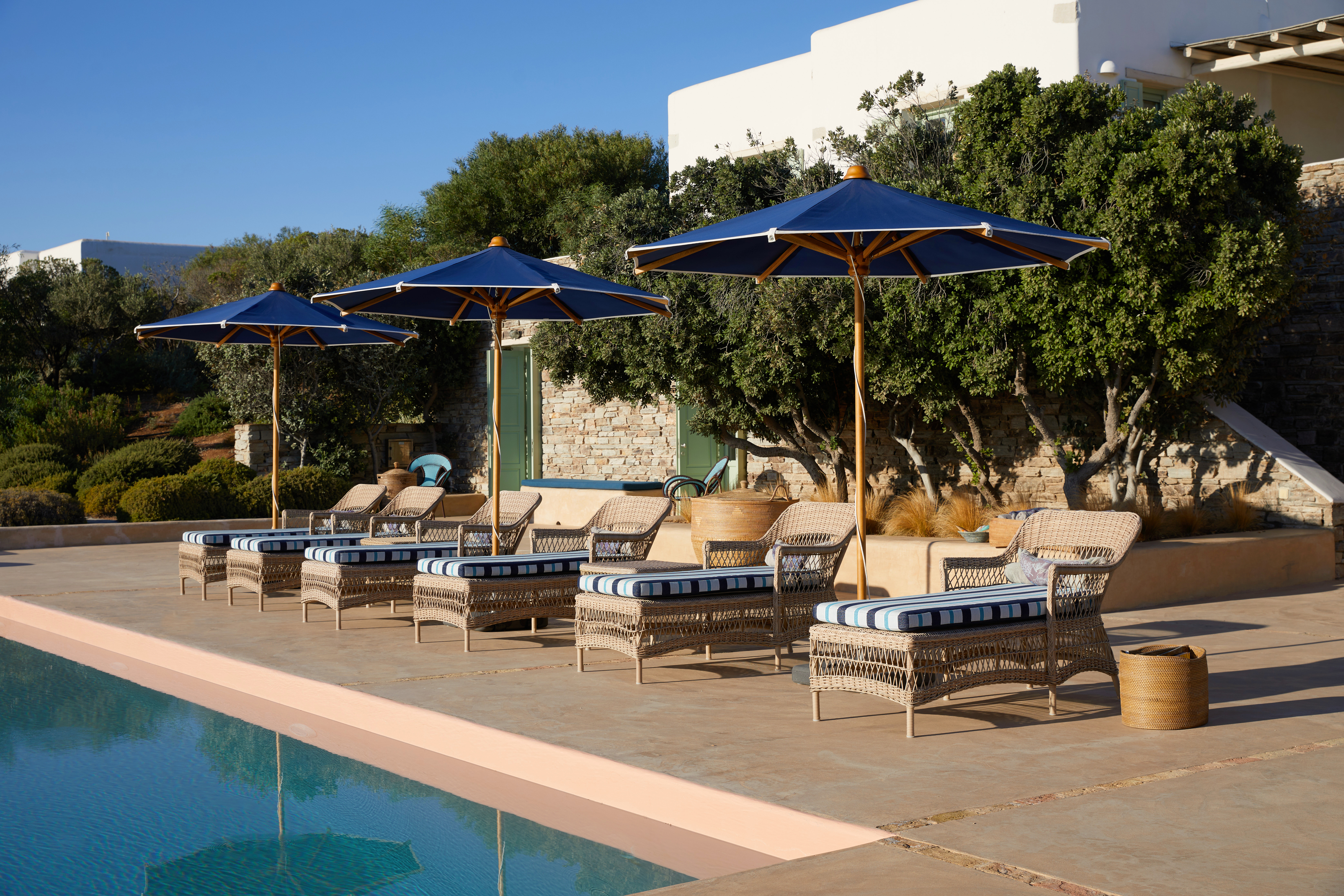 pool area with sunbeds