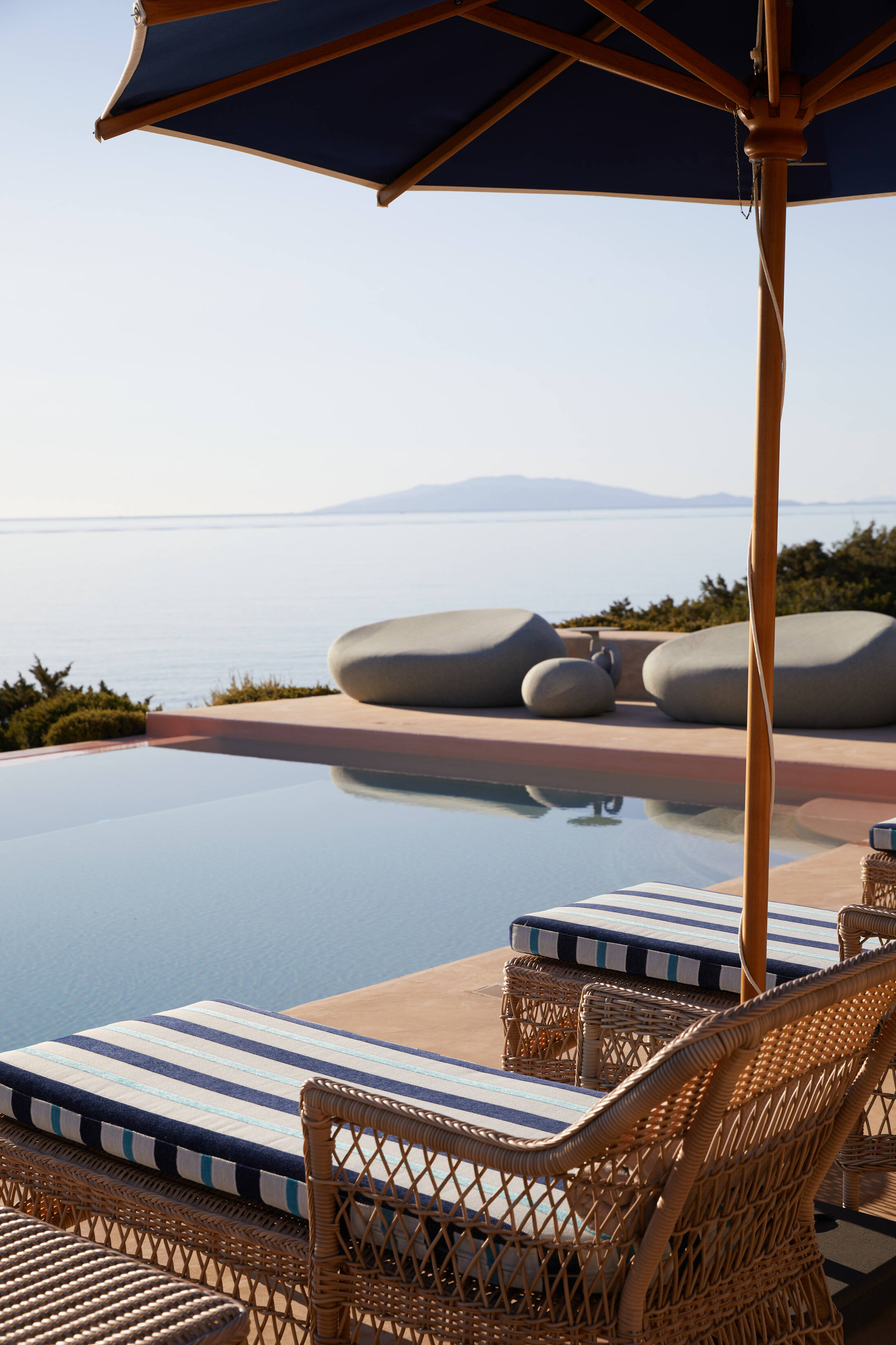 pool area with sunbed