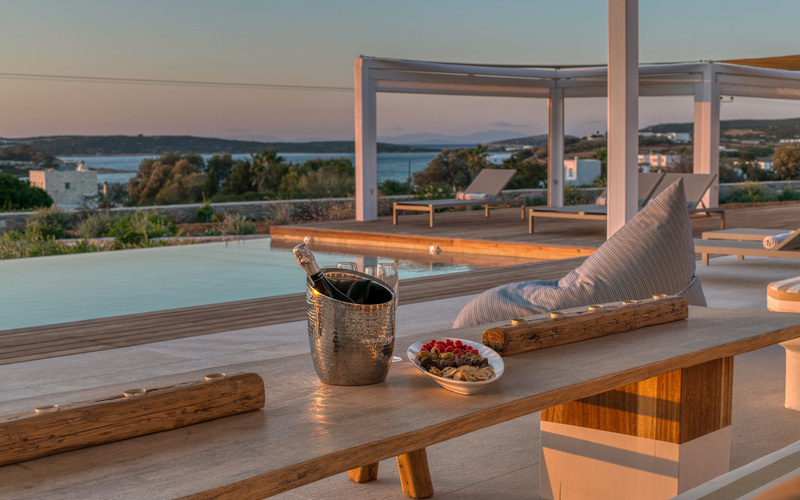 pool with sunset views